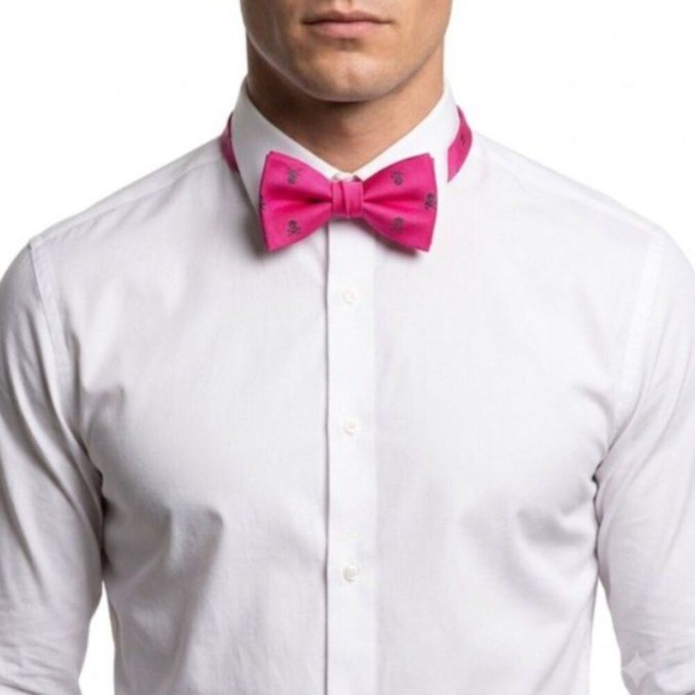 JF J. Ferrar Men's NWT Hot Pink Purple Skull Print Untied Bow Tie